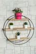 Oval Wall-Mounted Metal Shelf with MDF Surface